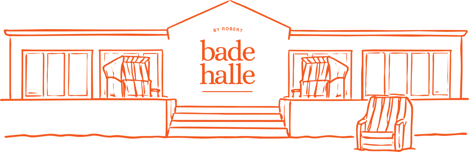 Illustration der Badehalle am Weststrand